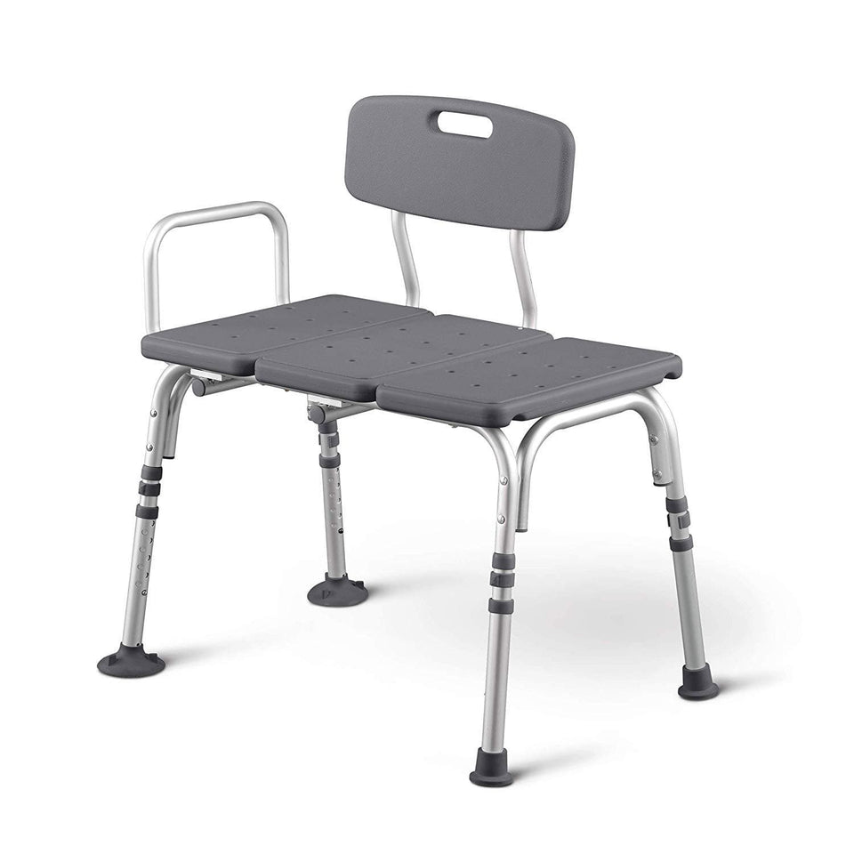 Medline Knockdown Transfer Bath Bench with Back & Microban Protection