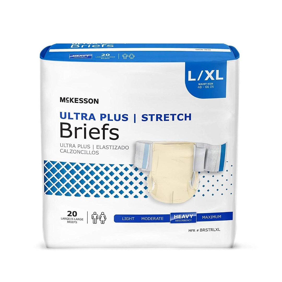 Mckesson Ultra Plus Stretch Tab Closure Unisex Briefs - Heavy Absorbency - Senior.com Incontinence