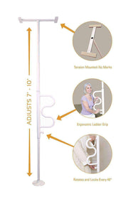 Stander Security Pole & Curve Grab Bar - Elderly Tension Mounted Transfer Pole & Bathroom Assist Grab Bar - Senior.com Security poles