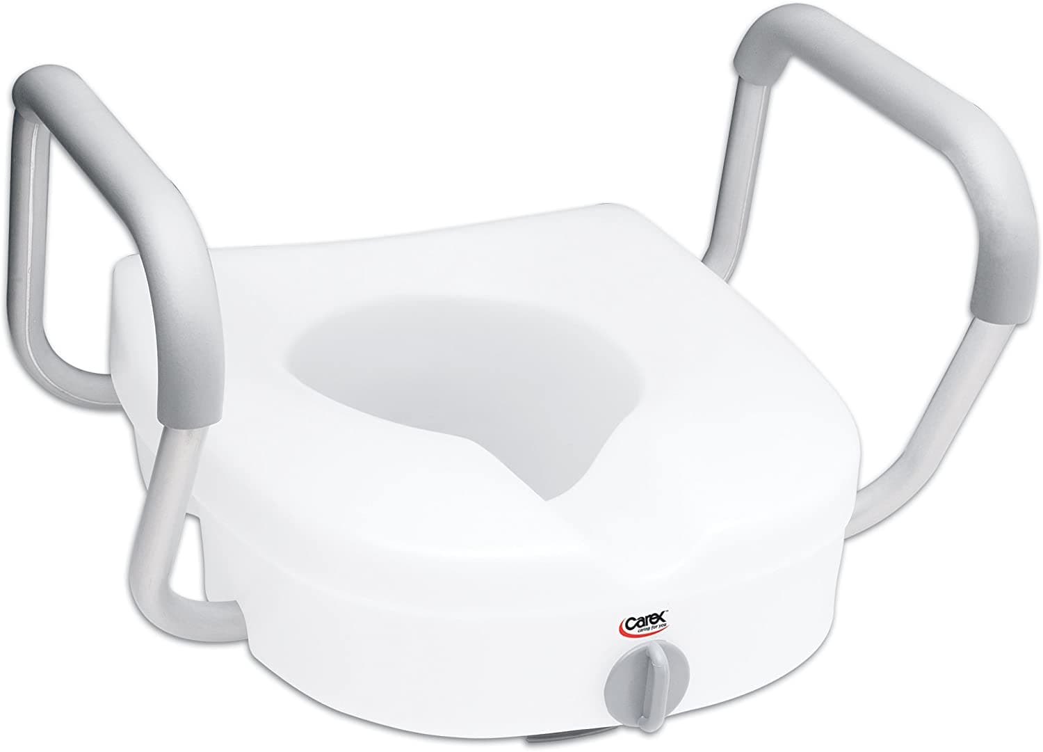 Carex E-Z Lock Raised Toilet Seat with Armrests - 5 Inch Riser - Senior.com Raised Toilet Seats