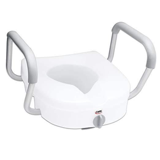 Carex E-Z Lock Raised Toilet Seat with Handles - 5 Inch Toilet Seat Riser with Arms - Senior.com Raised Toilet Seats