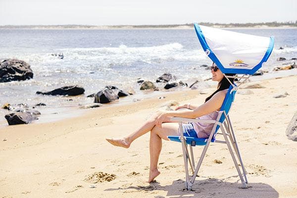 GCI Outdoor SPF SunShade Captain’s Chair with Bag & Cup Holder - Senior.com Beach Chairs