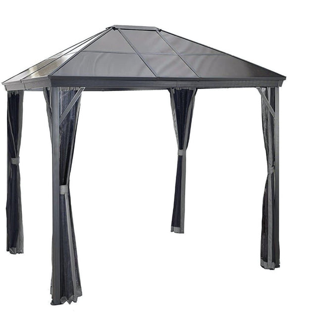 Sojag Verona Hardtop Gazebo Outdoor Sun Shelter w/ Mosquito Net - Grey