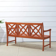 Vifah Malibu Outdoor PatioWood Garden Bench - Reddish Brown & Oil-Rubbed - Senior.com Outdoor Benches