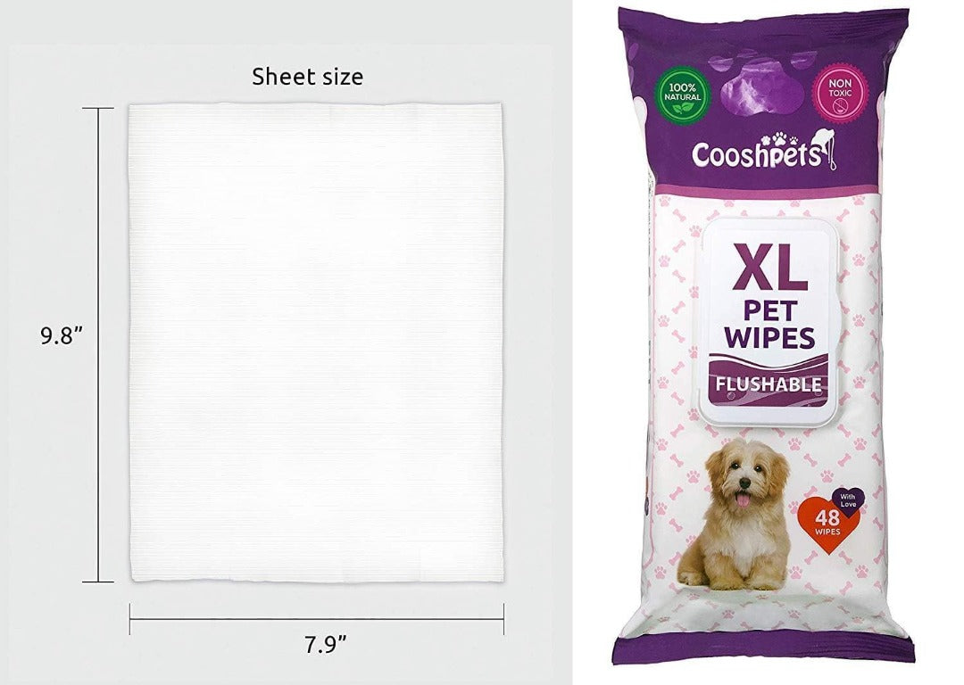 Cooshpets Premium Formulations XL Flushable Pet Wipes - 48 Wipes Per Pack - Senior.com Pet Wipes