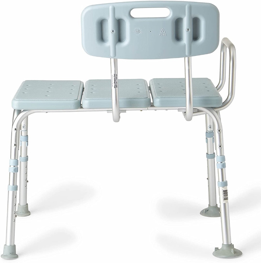 Medline Transfer Shower Bench With Microban Antimicrobial Protection - Blue - Senior.com Shower Benches