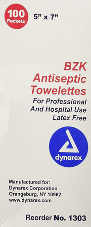 Dynarex Antiseptic Wipe Benzalkonium BZK First Aid Wipes - 5" x 7" - Senior.com Antiseptic Wipes