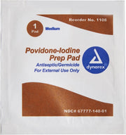 Dynarex Povidone Iodine Antiseptic Prep Pads - Medium - Senior.com Prep Pads