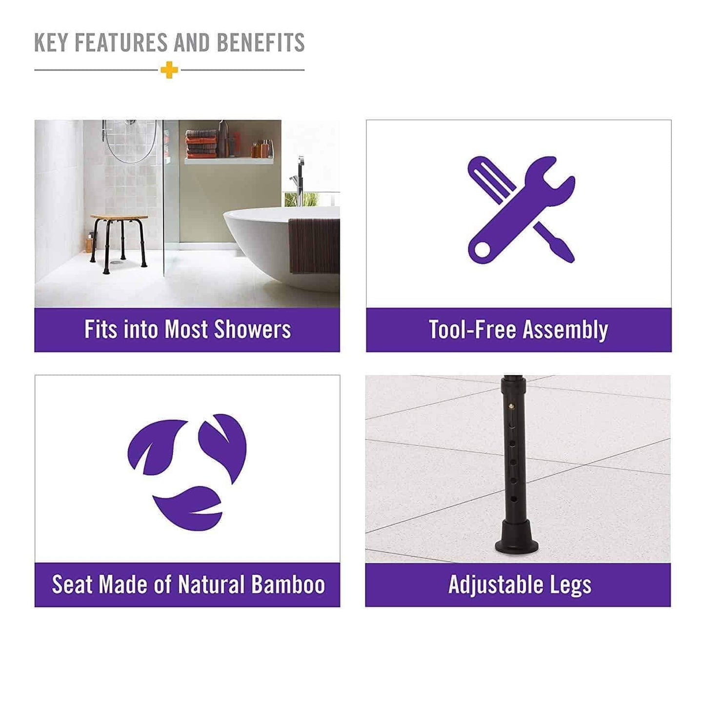 DMI Bamboo Bath Spa Bench and Corner Shower Stool - Senior.com Bath Stool