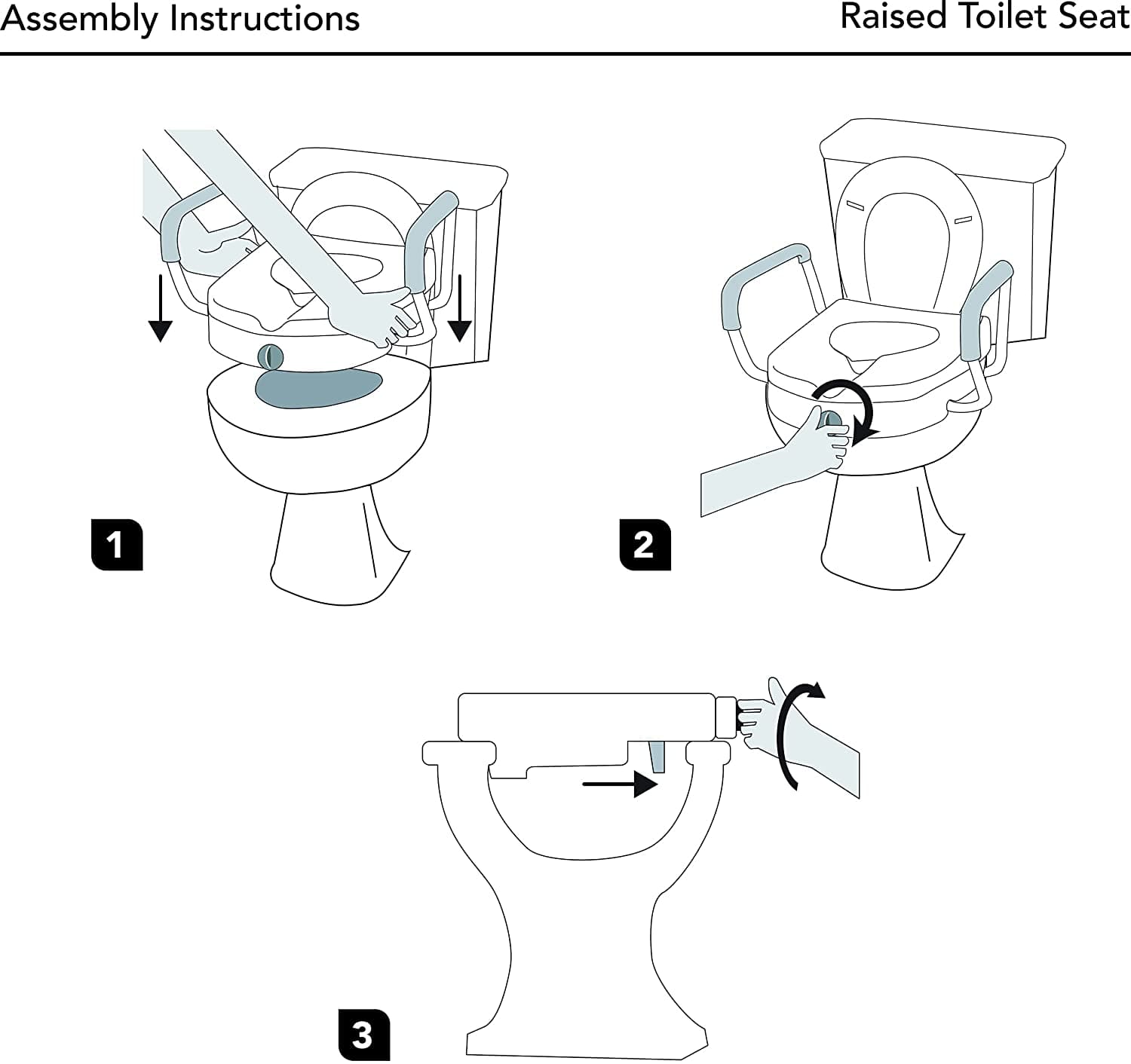 Carex E-Z Lock Raised Toilet Seat with Armrests - 5 Inch Riser - Senior.com Raised Toilet Seats