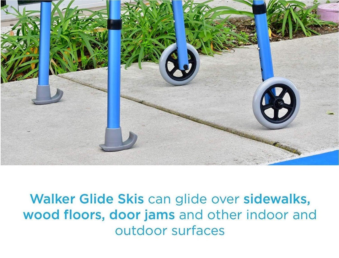 Nova Medical Walker Ski Glides - 7/8” Tube Shaft Diameter - Senior.com Walker Parts & Accessories