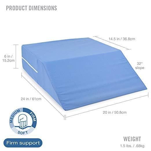 DMI Ortho Bed Wedge Elevating Leg Rest Cushion Pillow, 8 inch x 20 inch x 24 inch, Blue