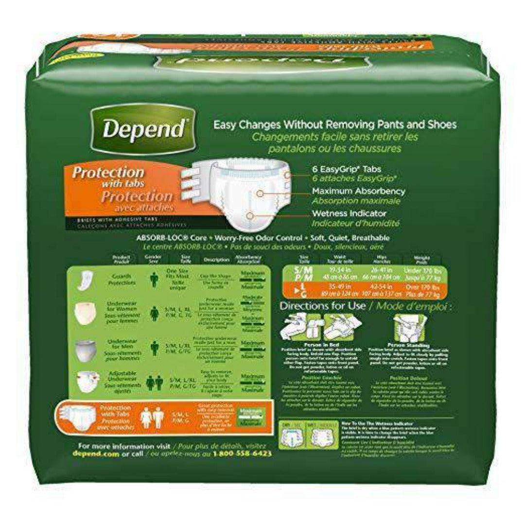 Depend® Incontinence Briefs Protection with Tabs, Maximum