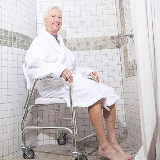 DMI Rolling Shower Padded Transport Chair with Commode Opening