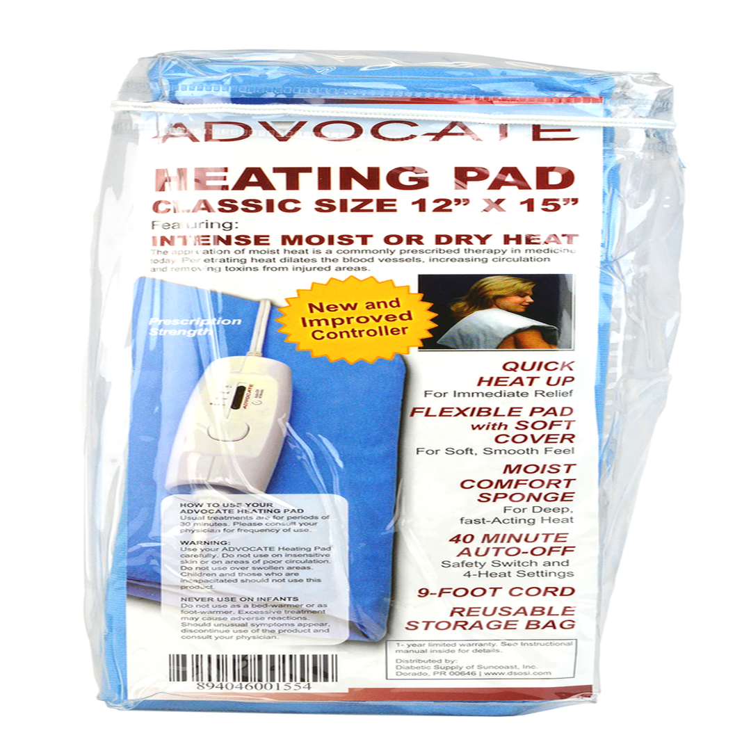 Advocate Moist or Dry Electric Heating Pads - 4 Adjustable Heat Settings - Senior.com Heating Pads & Blankets