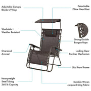Bliss Hammocks 33" Wide XXL Zero Gravity Chair w/ Canopy & Pillow - Senior.com Outdoor Chairs