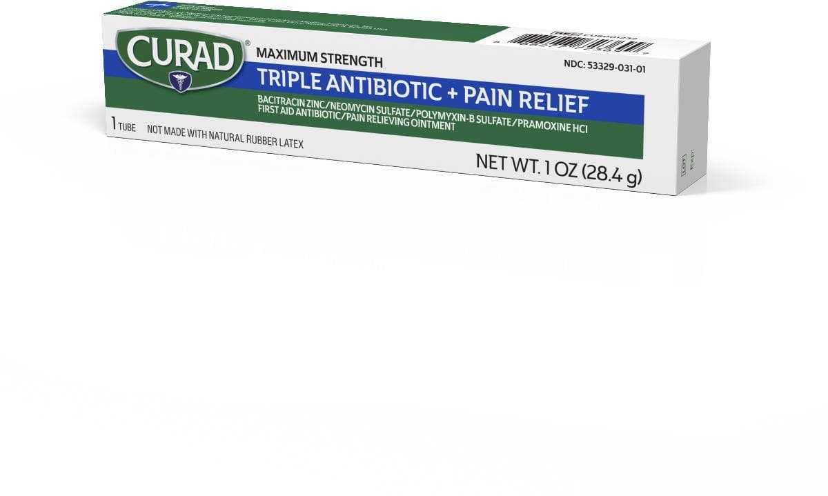 Medline Curad Triple Antibiotic Plus Pain Relief Ointment - 1 oz Tubes - Senior.com Antibiotic Ointments