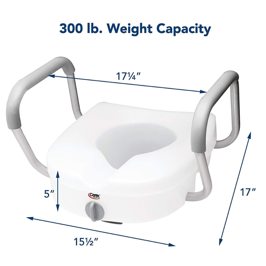 Carex EZ Lock Raised Toilet Seat with Removable or Adjustable Handles