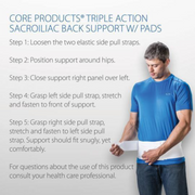 Core Products Triple Pull 6" Sacroiliac Back Support Belt w/Split Pad - Senior.com Back Support