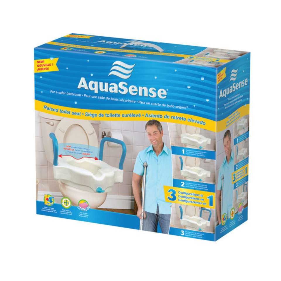 Drive Medical AquaSense 3in1 Contoured Raised Toilet Seat w/ Handles