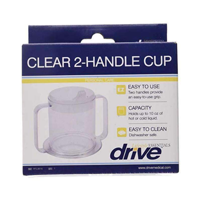 Drive Medical Lifestyle 2-Handle Drinking Cup with Anti-Splash Lid - Senior.com Drinking Cups