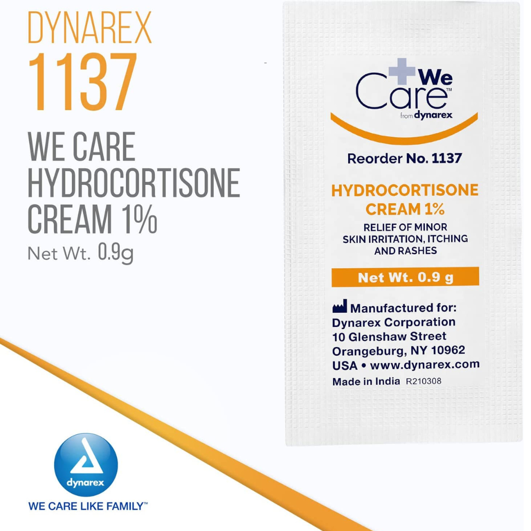 Dynarex 1% Hydrocortisone Cream Packets - 144 Packets per Box - Senior.com Creams & Lotions