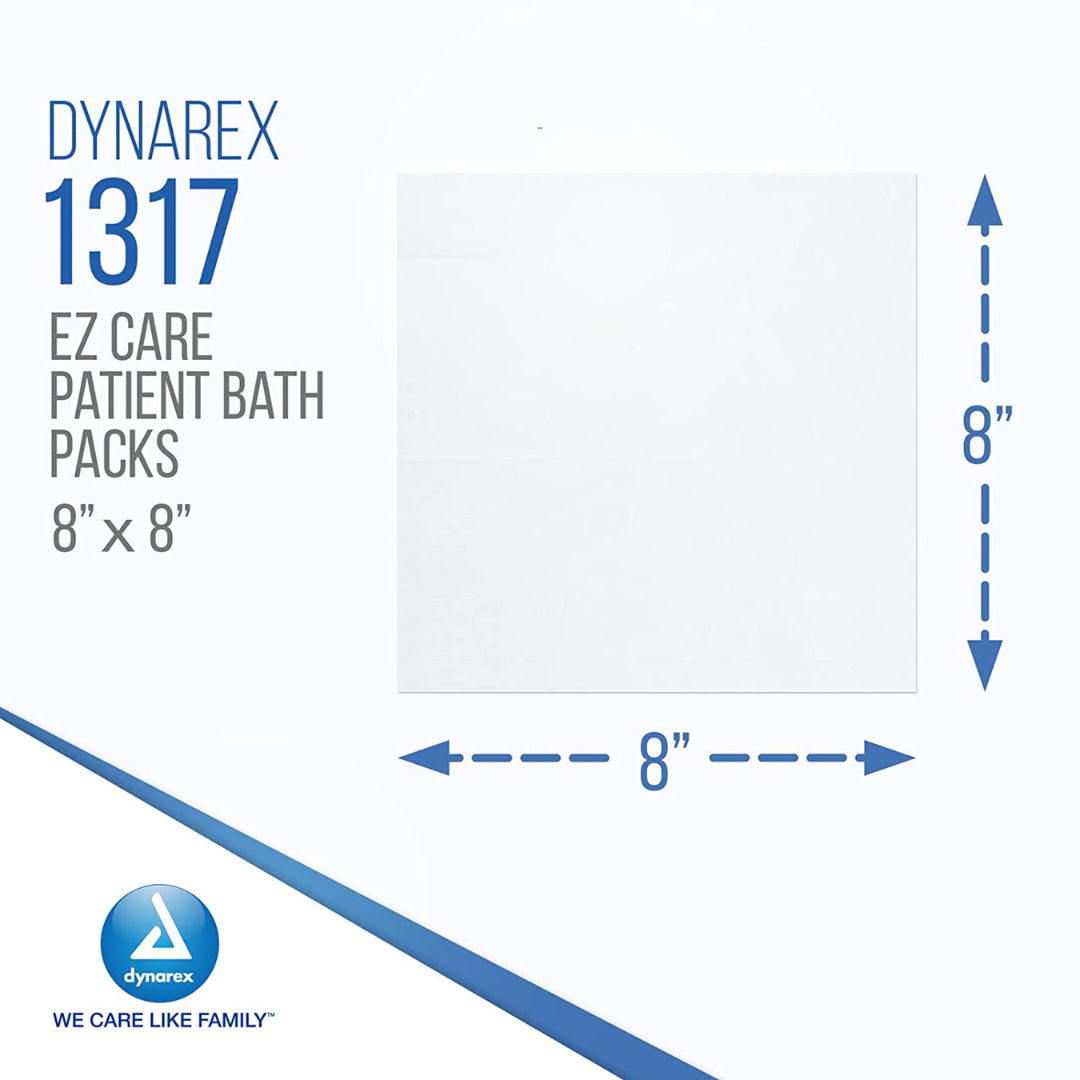 Dynarex EZ Care Patient Bath Packs - No Rinse Cleansing Washcloth with Aloe Vera & Vitamin E - Senior.com Bathing Wipes