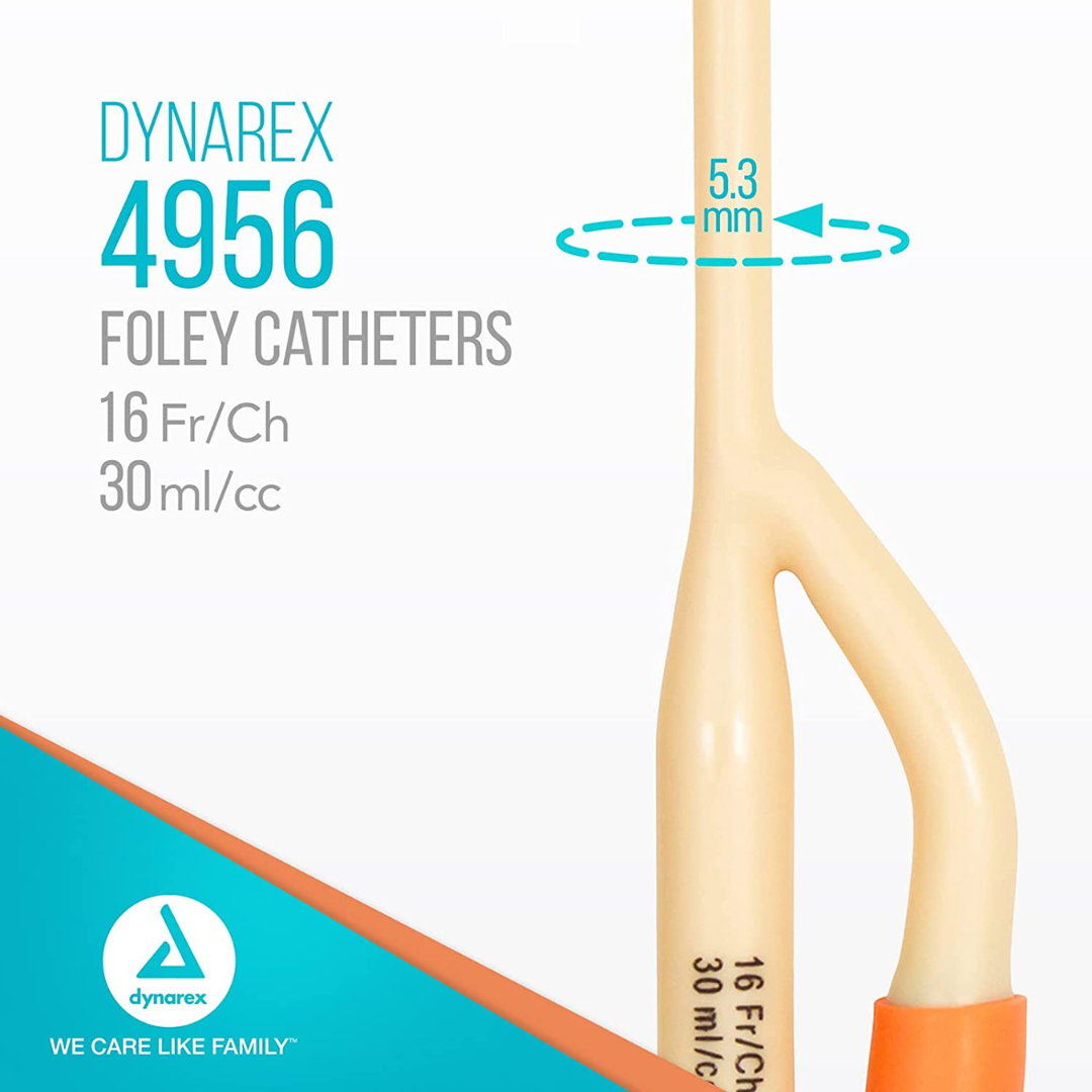 Dynarex Foley Catheters - Silicone-Coated 2-Way Catheters - Box of 10 - Senior.com Catheters