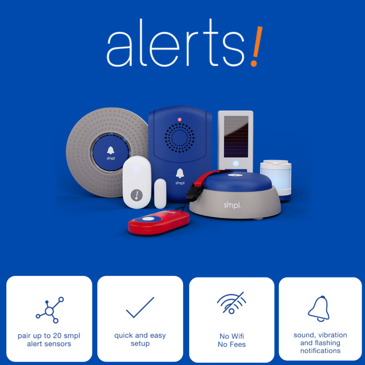 SMPL Alerts Paging Help Alarm System All-in-One 8 Piece Kit - Senior.com Alert Systems