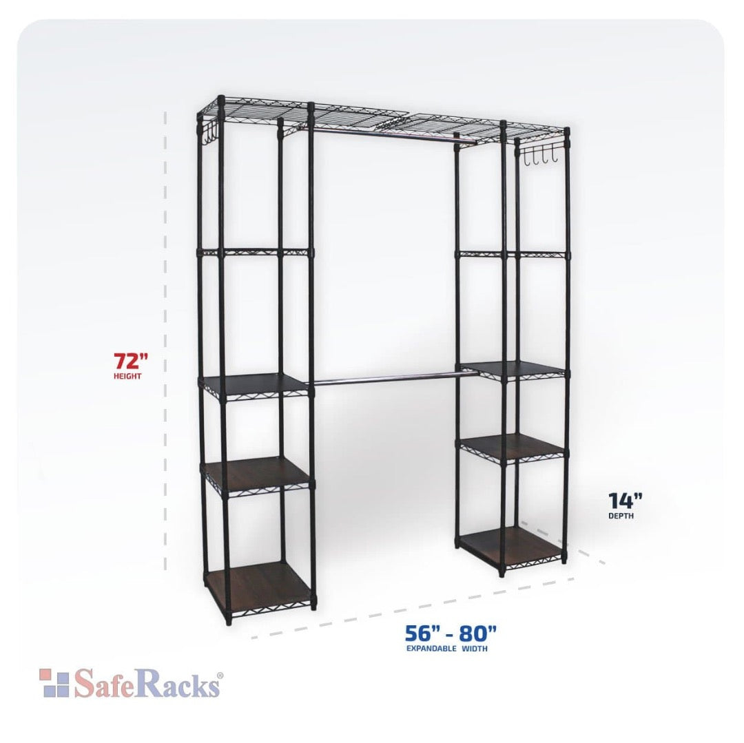 Seville classics steel wire discount adjustable garment rack with shelves