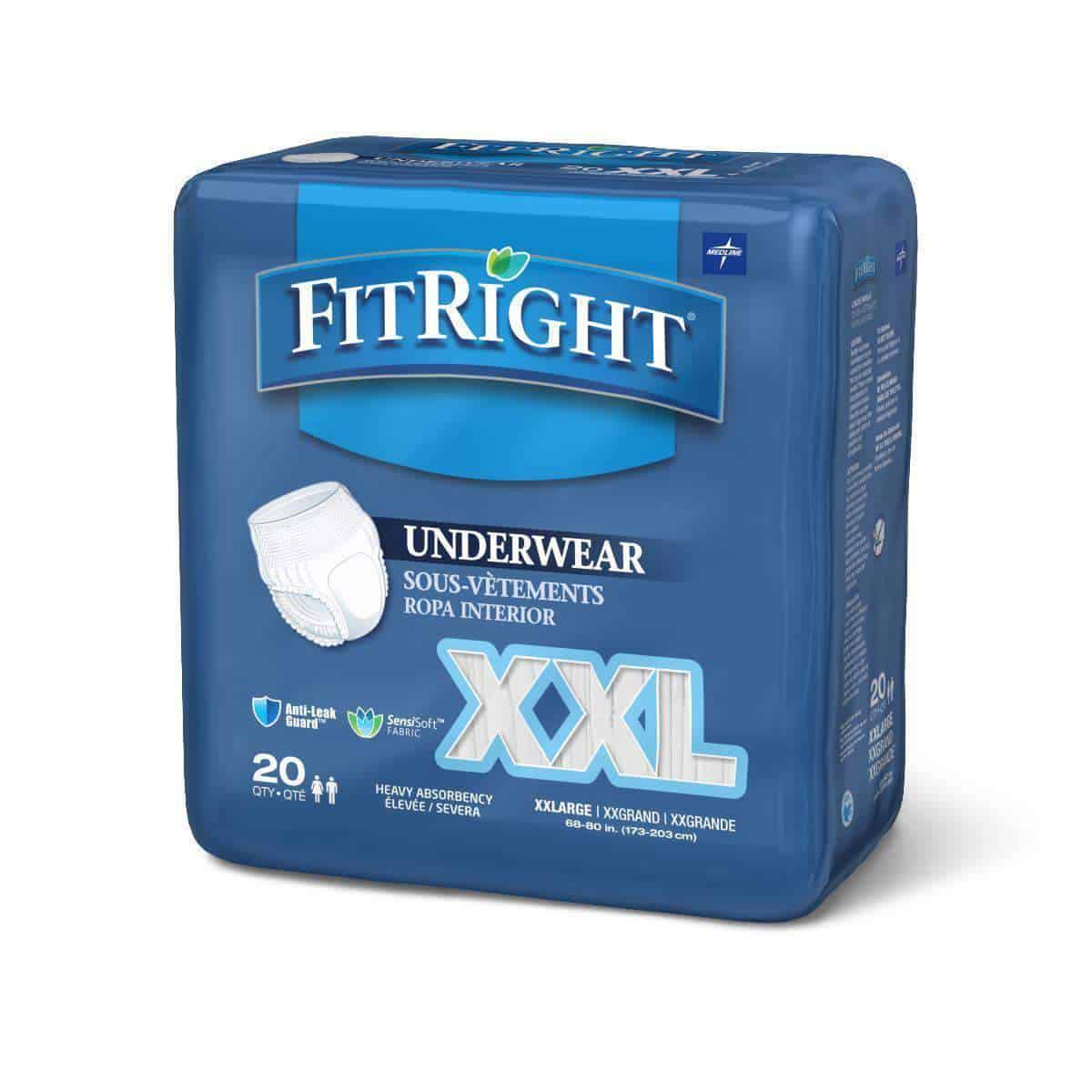FitRight Adult Incontinence Underwear Heavy Absorbency - XX-Large, 68"-80"  Case 80 - Senior.com Incontinence