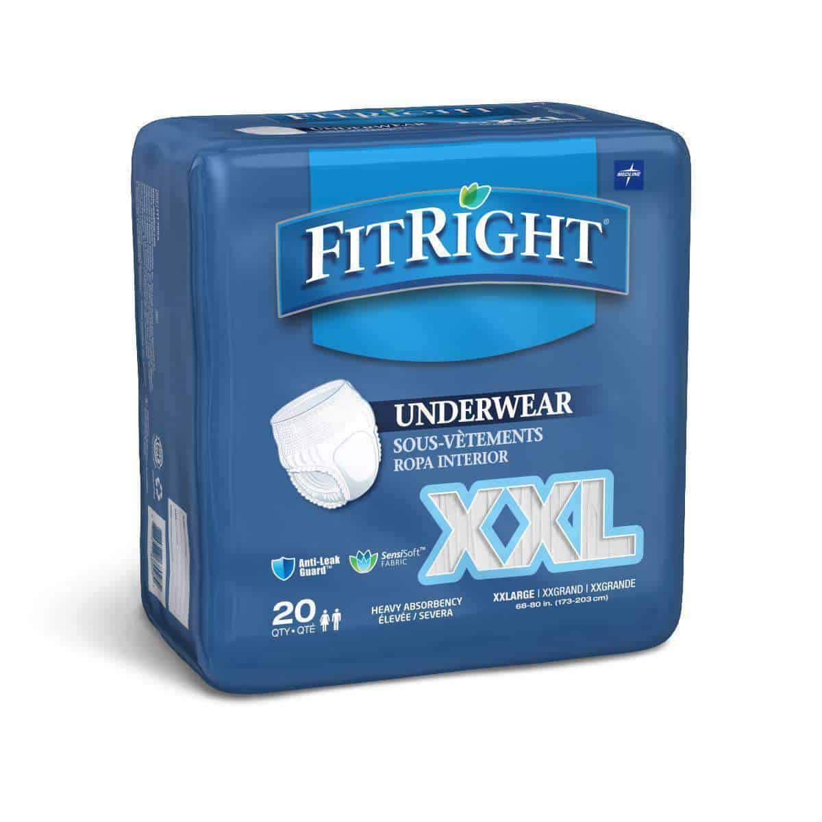 FitRight Adult Incontinence Underwear Heavy Absorbency - XX-Large, 68"-80"  Case 80 - Senior.com Incontinence