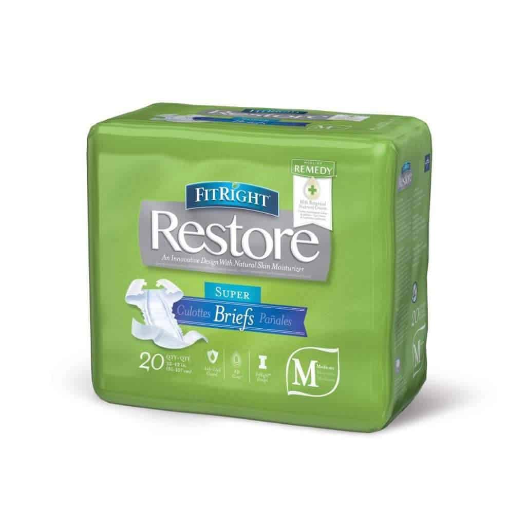 FitRight Restore Adult Unisex Briefs with Tabs - Maximum Absorbency – Case of 80 - Senior.com Incontinence