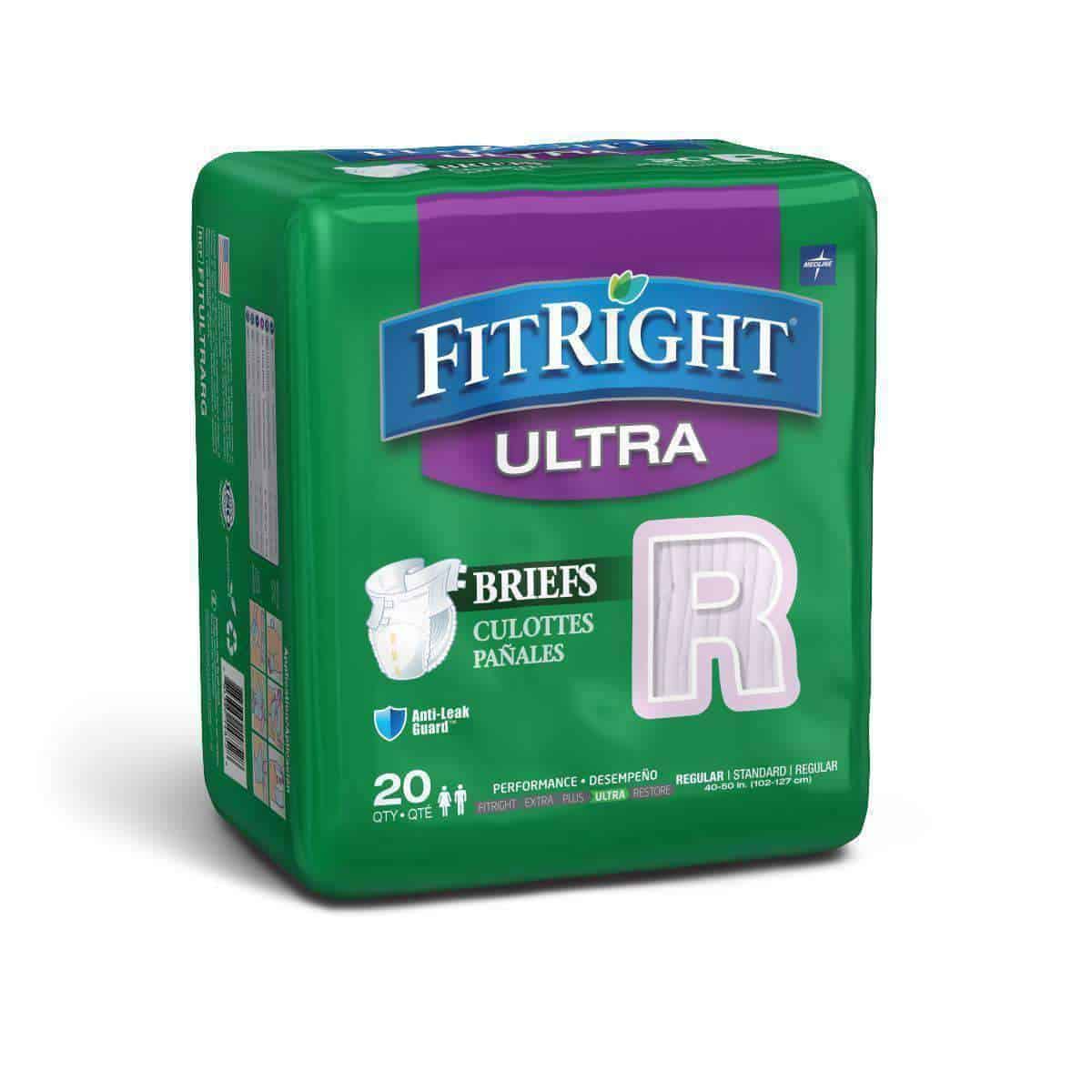 FitRight Ultra Adult Diapers Disposable Incontinence Briefs with Tabs - Heavy Absorbency - Case of 80 - Senior.com Incontinence