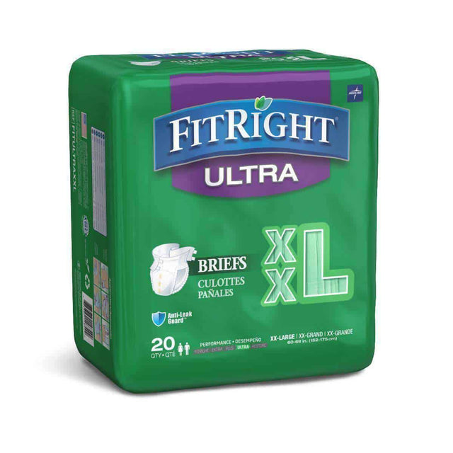 FitRight Ultra Adult Diapers Disposable Incontinence Briefs with Tabs
