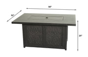 Comfort Care 50 x 32" Rectangle Fire Table with Reflective Fire Glass - Senior.com Fire Tables