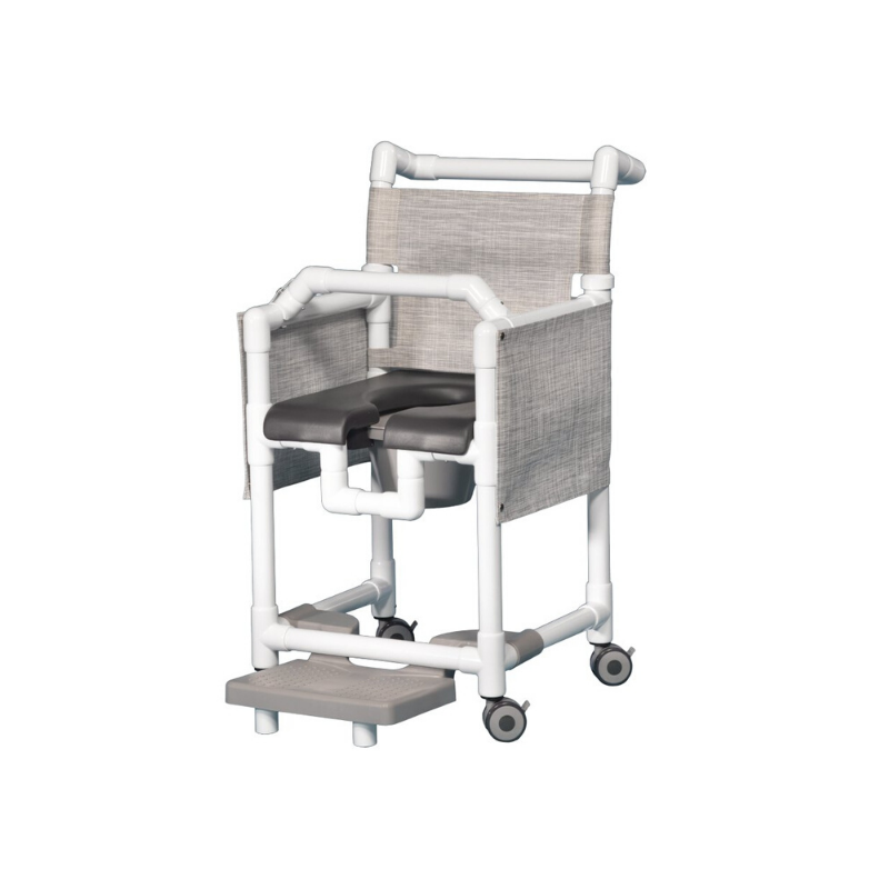 IPU Deluxe Shower Chair Commode with Lap Bar and Privacy Skirt - Senior.com PVC Shower Chairs