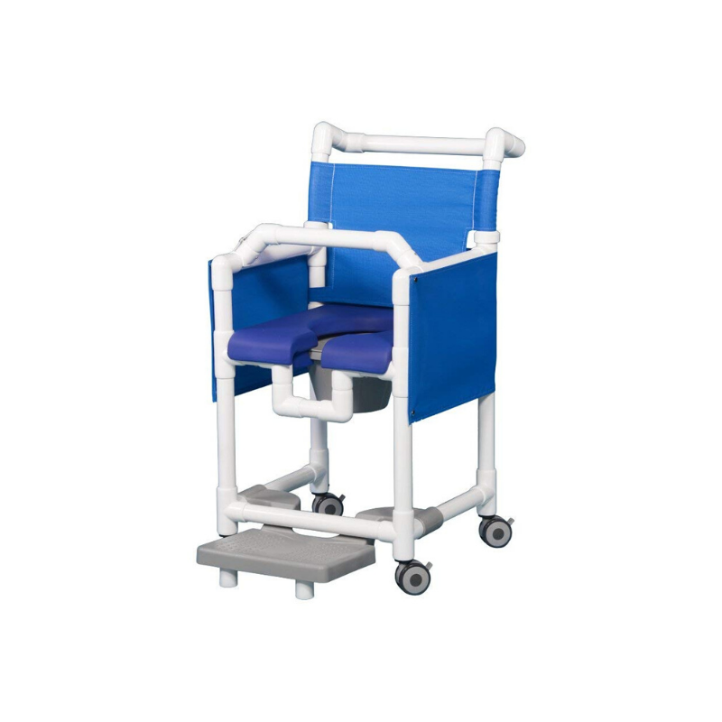 IPU Deluxe Shower Chair Commode with Lap Bar and Privacy Skirt - Senior.com PVC Shower Chairs