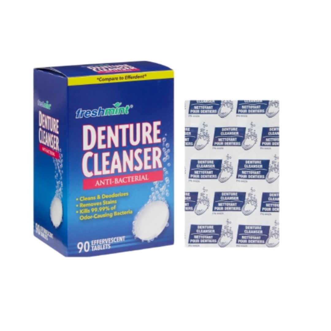 Freshmint Anti-Bacterial Denture Cleanser Tablets - 90 Tablets - Senior.com Denture Cleaning