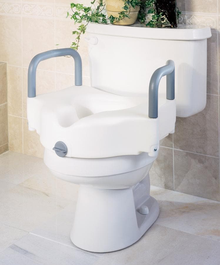 Medline Guardian Locking 5" Toilet Seat Riser with Arms - Senior.com Raised Toilet Seats