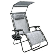 Bliss Hammocks 30" Wide XL Zero Gravity Chair w/ Canopy, Pillow, & Drink Tray - Senior.com Outdoor Chairs