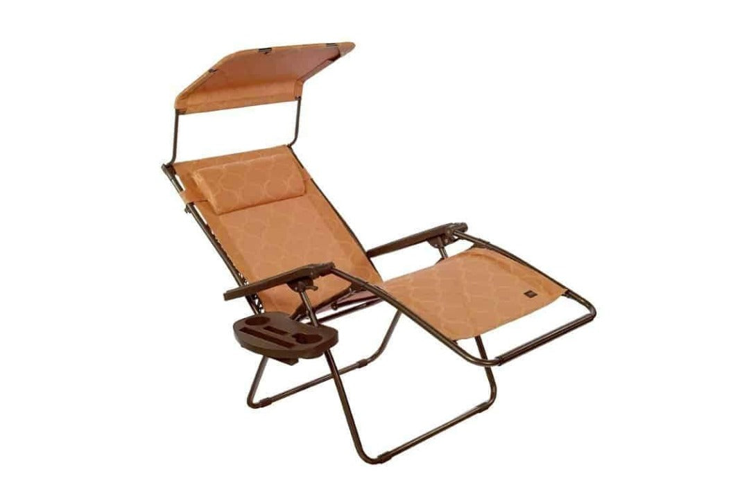 Bliss 31" Wide Gravity Free Recliner w/ Canopy, Pillow, & Drink Tray - Senior.com Outdoor Chairs