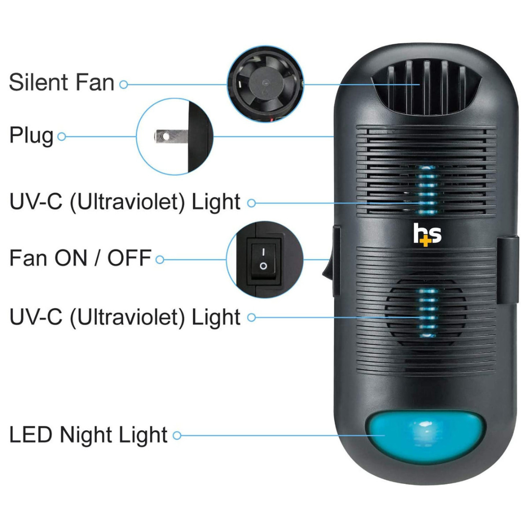 HealthSmart Filterless UV-C Plug-In Air Sanitizer – Black - Senior.com Air Purifiers