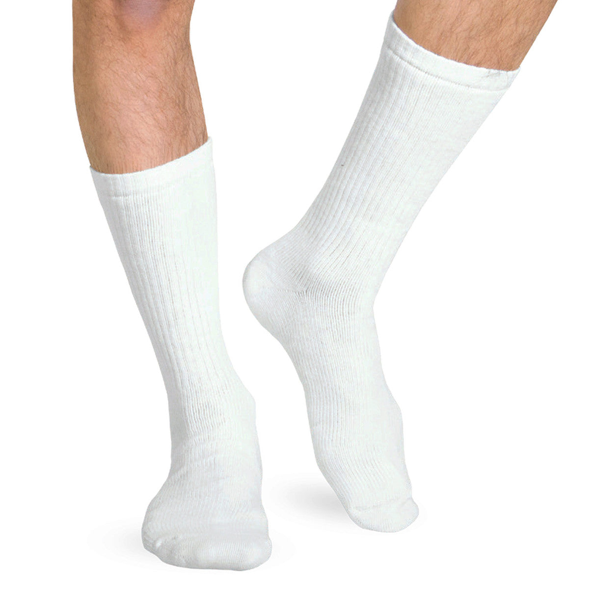Heelbo Unisex Diabetic Compression Crew Length Socks - Black or White - Senior.com Compression Socks