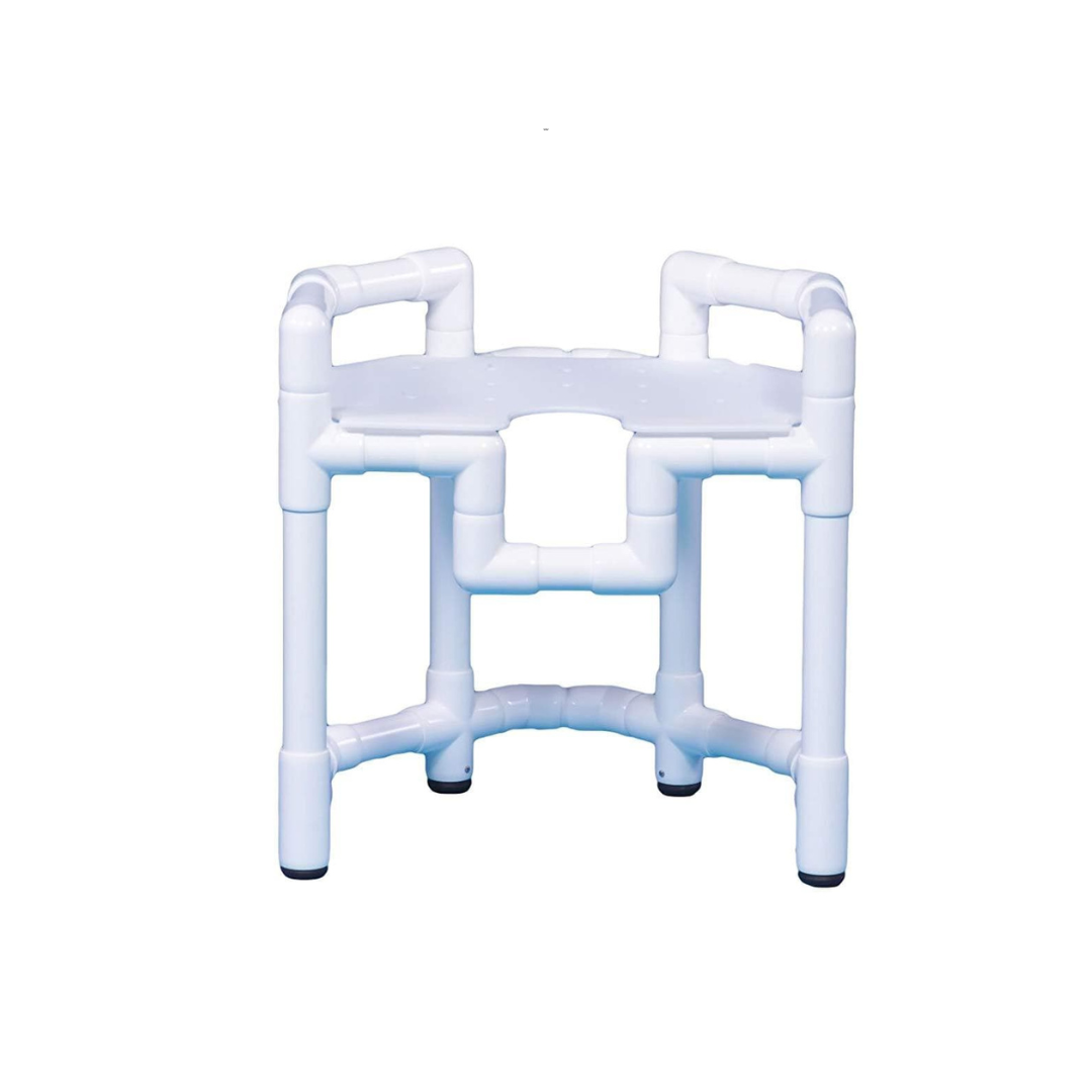 IPU Deluxe PVC Corner Shower Bench with Seat Drainage Holes & Front Cutout - Senior.com PVC Shower Chairs