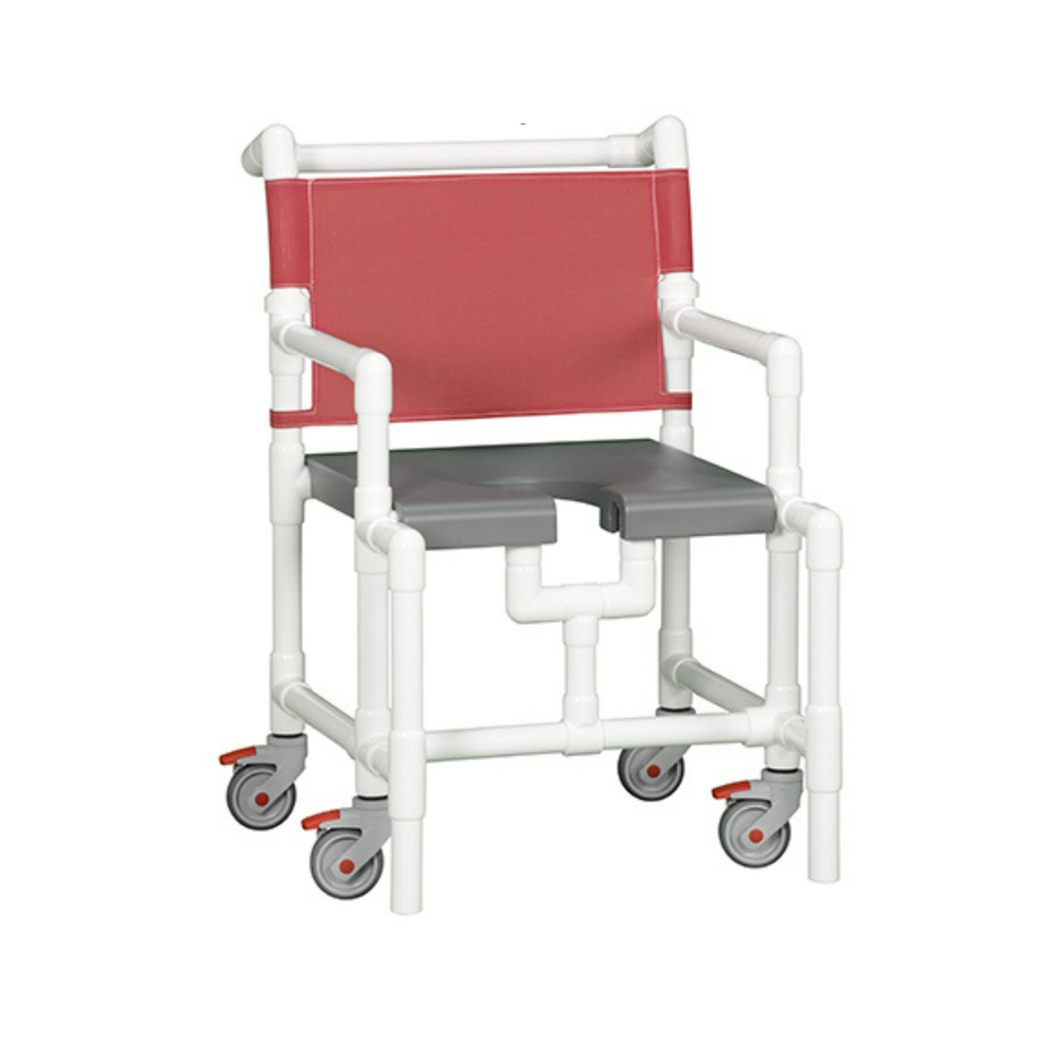 IPU MidSize Elite Rolling PVC Shower Chair with Commode Opening