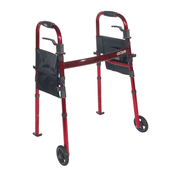Drive Medical Portable Folding Travel Walker with 5 Wheels and Fold up Legs - Senior.com Walkers