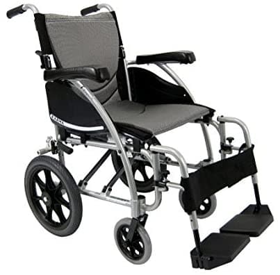 Karman S-Ergo 115 Ergonomic Transport Wheelchair with Swing-Away Footrests - Silver - 20" Seat - Open Box - Senior.com 