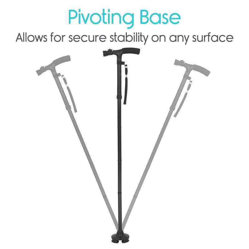 Vive Health LED Stand Alone Folding Cane with Nylon Travel Bag - Senior.com Canes