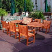 Vifah Malibu Outdoor 7-piece Wood Patio Dining Set with Extension Table - Senior.com Patio Furniture